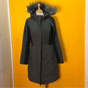 The North Face Black and Gray Long Hooded Winter Parka - Size Small